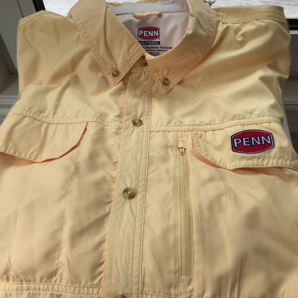 Penn Men’s Vented Fishing Adventure Shirt US XXL Butter Yellow UPF 30